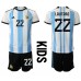 Billige Argentina Lautaro Martinez #22 Hjemmetrøye Barn VM 2022 Kortermet (+ korte bukser)